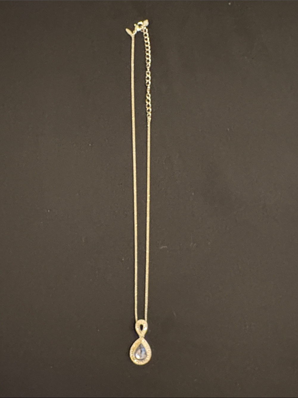 SAQ Delicate Gold Teardrop Necklace with Blue Stone